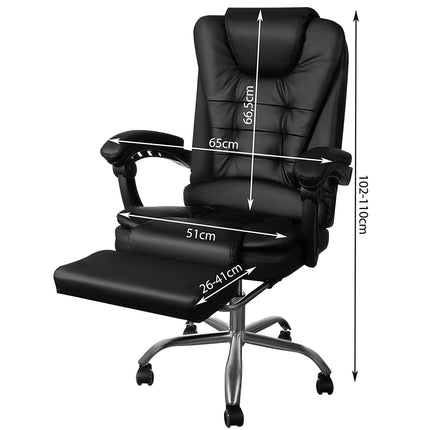 Office Chair with Footrest, Black, Adjustable Height