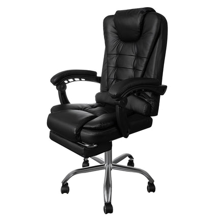Office Chair with Footrest, Black, Adjustable Height