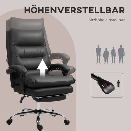 Office Chair with Massage, Heat, Recline, Black, 65x72x109-117cm