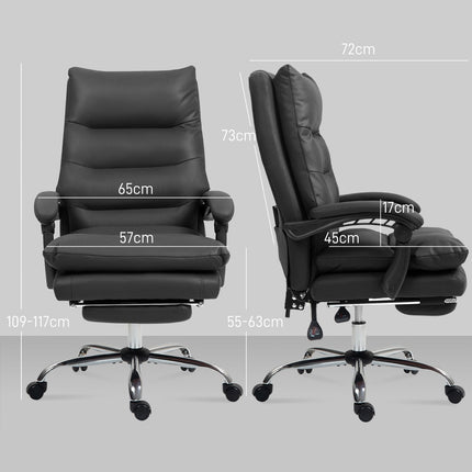 Office Chair with Massage, Heat, Recline, Black, 65x72x109-117cm