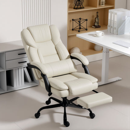 Office Chair with Pet-Friendly Faux Leather, Footrest, Adjustable