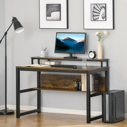 Industrial office computer desk, Metal, Rustic Brown 120x60x85 cm