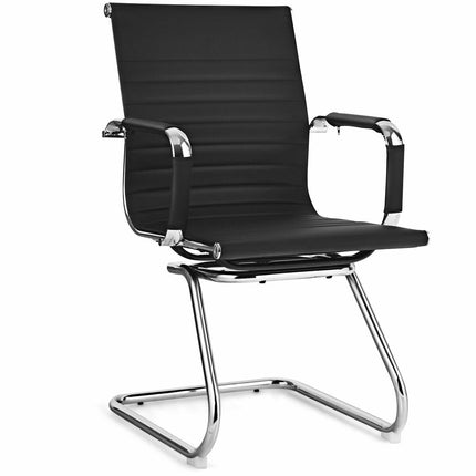 Office Guest Chairs, Set of 2, PU Leather, Sled Base