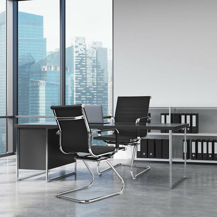 Office Guest Chairs, Set of 2, PU Leather, Sled Base