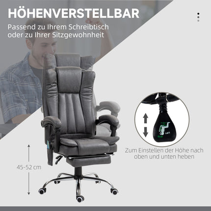 Ergonomic Gray Office Chair, Massage & Heat, Adjustable Height