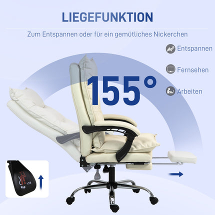 Ergonomic office chair, height adjustable, 155° tilt, beige