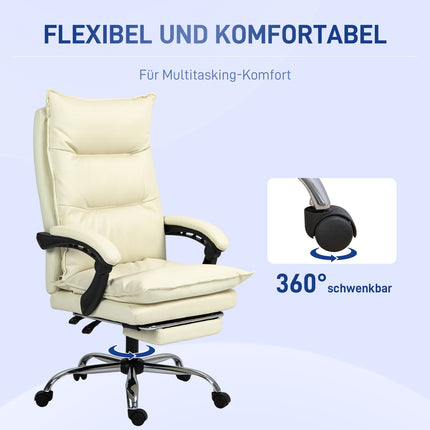 Ergonomic office chair, height adjustable, 155° tilt, beige