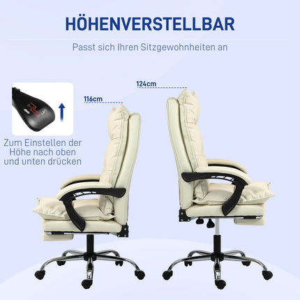 Ergonomic office chair, height adjustable, 155° tilt, beige
