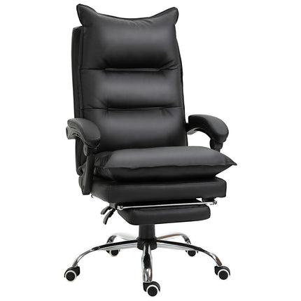 Black office chair in synthetic leather with adjustable footrest