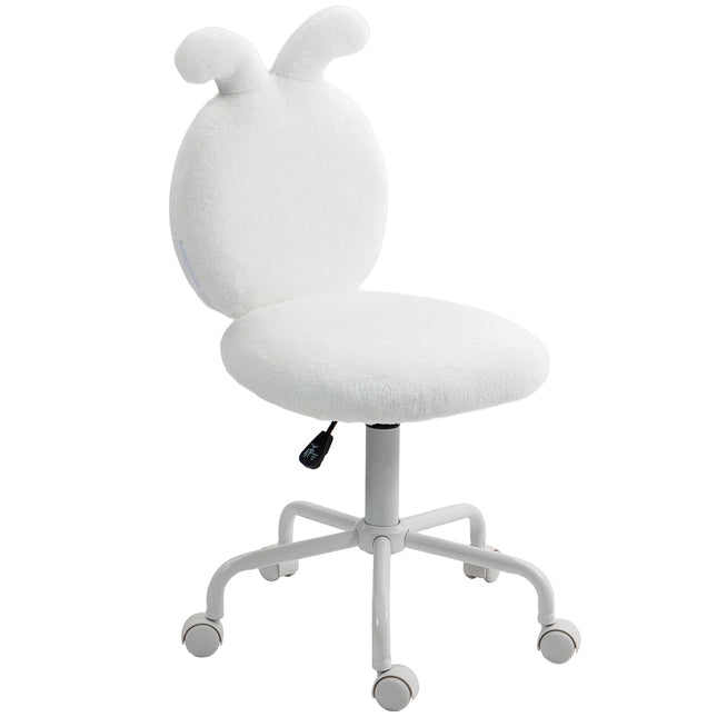 White Velvet Rabbit Ear Swivel Chair - Adjustable in height