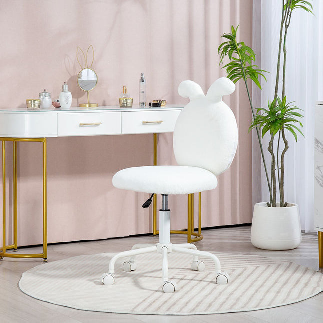 White Velvet Rabbit Ear Swivel Chair - Adjustable in height