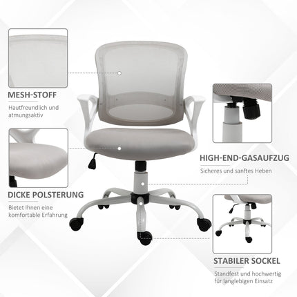 Office chair, desk chair with wheels, ergonomic, height-adjustable, grey