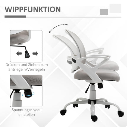 Office chair, desk chair with wheels, ergonomic, height-adjustable, grey