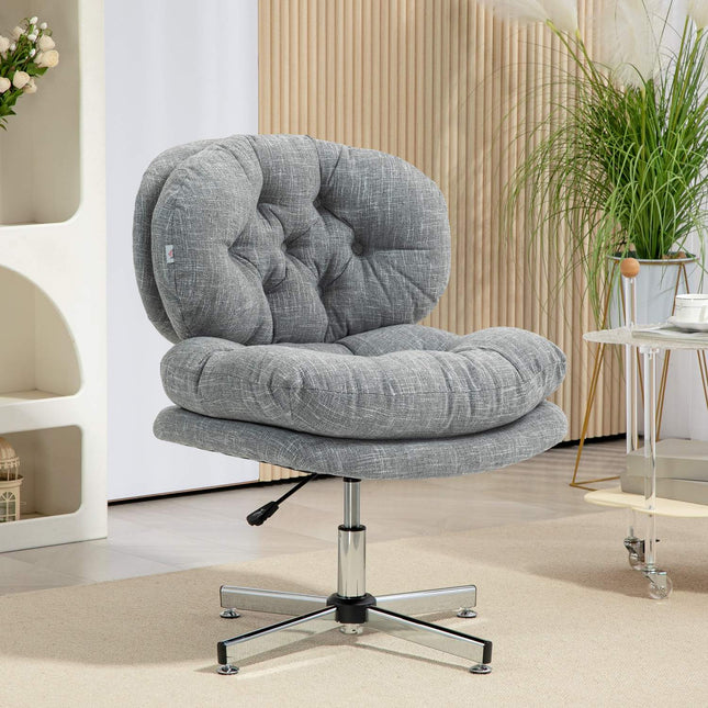 Ergonomic office chair, height adjustable, gray linen