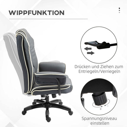 Ergonomic reclining office chair, artificial leather, adjustable