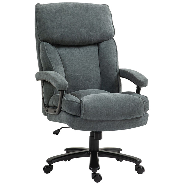 Ergonomic gray office chair, linen look, height adjustable