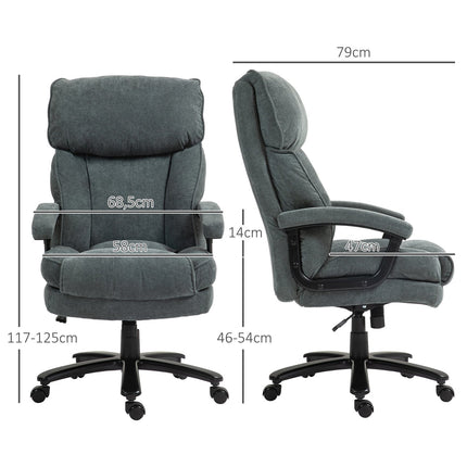 Ergonomic gray office chair, linen look, height adjustable