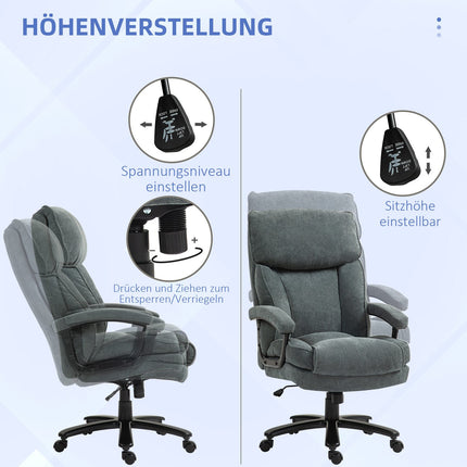Ergonomic gray office chair, linen look, height adjustable