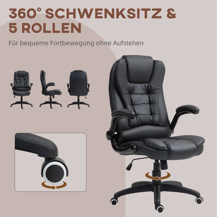 Ergonomic office chair, recliner & swivel, black
