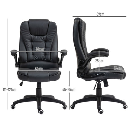 Ergonomic office chair, recliner & swivel, black