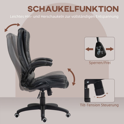 Ergonomic office chair, recliner & swivel, black