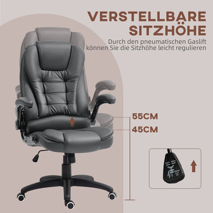 Ergonomic office chair, swivel & folding arms, dark grey