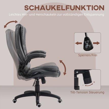 Ergonomic office chair, swivel & folding arms, dark grey