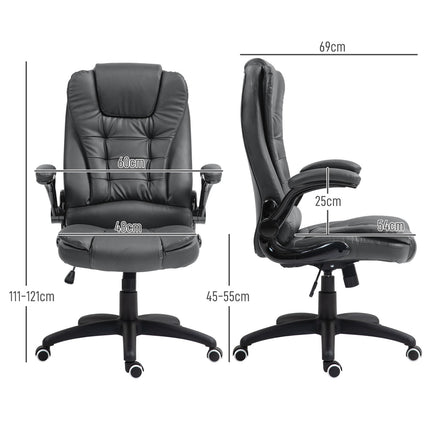 Ergonomic office chair, swivel & folding arms, dark grey
