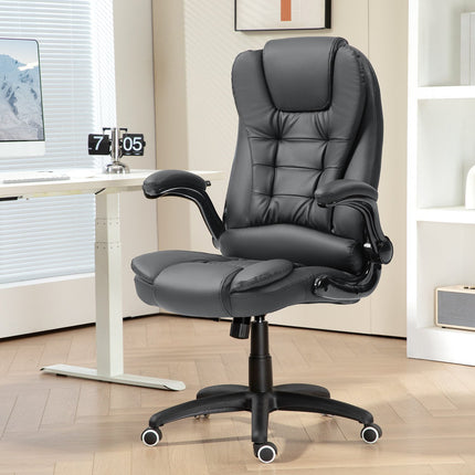 Ergonomic office chair, swivel & folding arms, dark grey