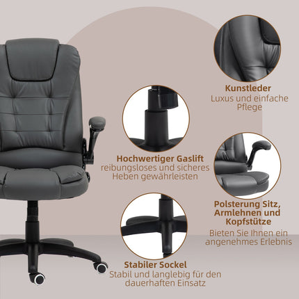Ergonomic office chair, swivel & folding arms, dark grey