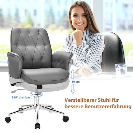 Office chair faux leather ergonomic desk chair height-adjustable swivel chair gray