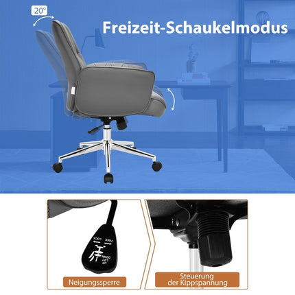Office chair faux leather ergonomic desk chair height-adjustable swivel chair gray