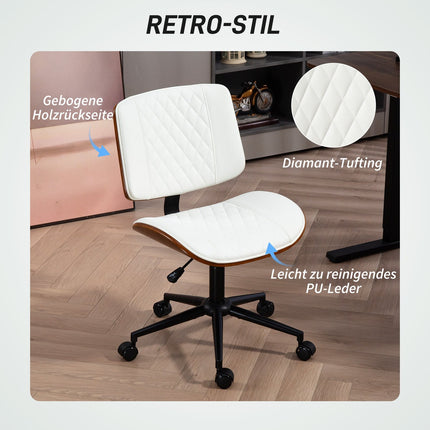 White office chair in artificial leather, height adjustable