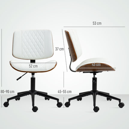 White office chair in artificial leather, height adjustable