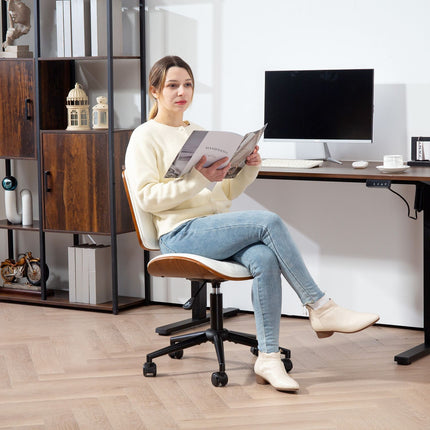 White office chair in artificial leather, height adjustable