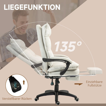 Ergonomic office chair, Massage & Recline, Creme White