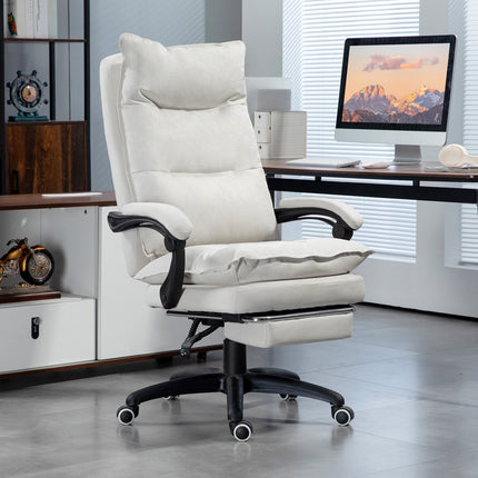Ergonomic office chair, Massage & Recline, Creme White