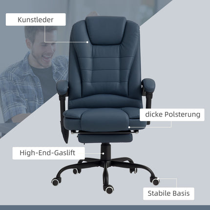 Ergonomic office chair with massage and tilt, blue