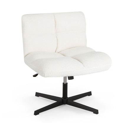 Office chair with imitation lambskin & wide seat & rocker function Height-adjustable desk chair beige