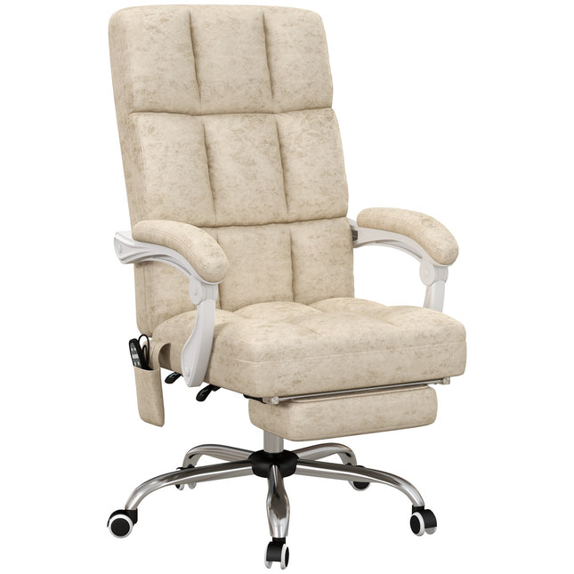 Ergonomic office chair with massage & heating, adjustable, beige