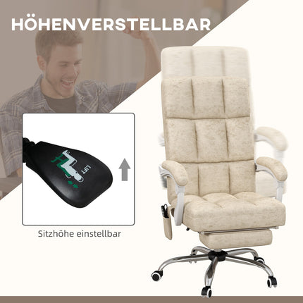Ergonomic office chair with massage & heating, adjustable, beige
