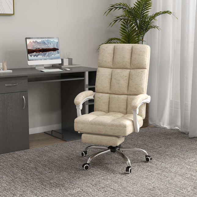 Ergonomic office chair with massage & heating, adjustable, beige