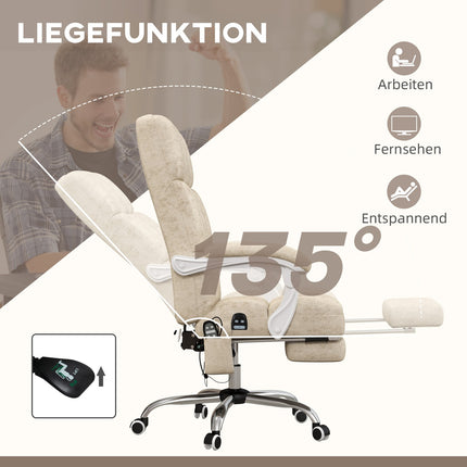 Ergonomic office chair with massage & heating, adjustable, beige