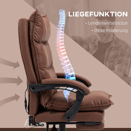 Ergonomic office chair with massage, 155° tilt - brown