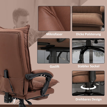 Ergonomic office chair with massage, 155° tilt - brown
