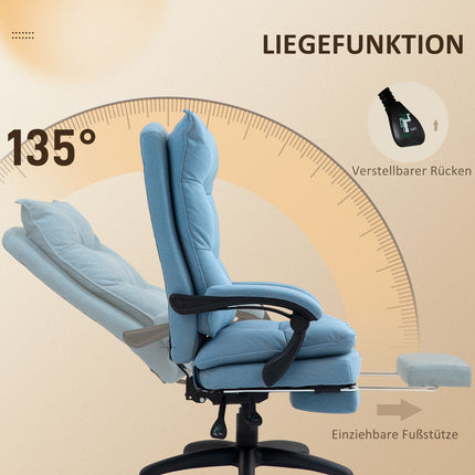 Ergonomic massage office chair with tilt & footrest, blue