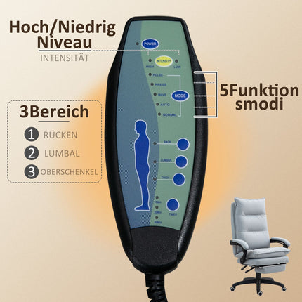 Ergonomic office chair with massage and tilt, light grey