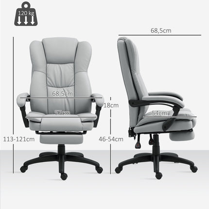 Ergonomic office chair with massage, tilt, footrest, gray