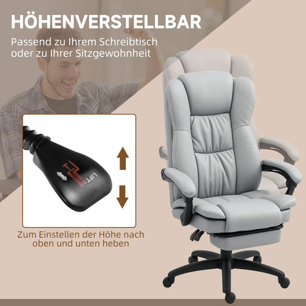 Ergonomic office chair with massage, tilt, footrest, gray