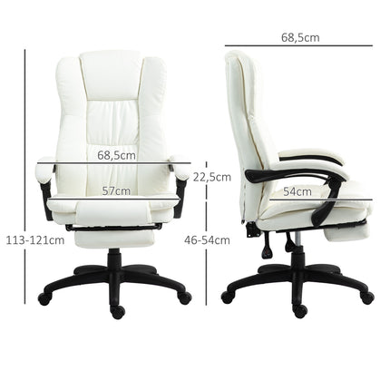 Ergonomic creamy office chair with massage & footrest
